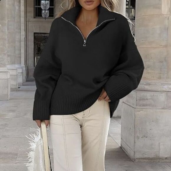 Black half zip sweater - Picture 1 of 4